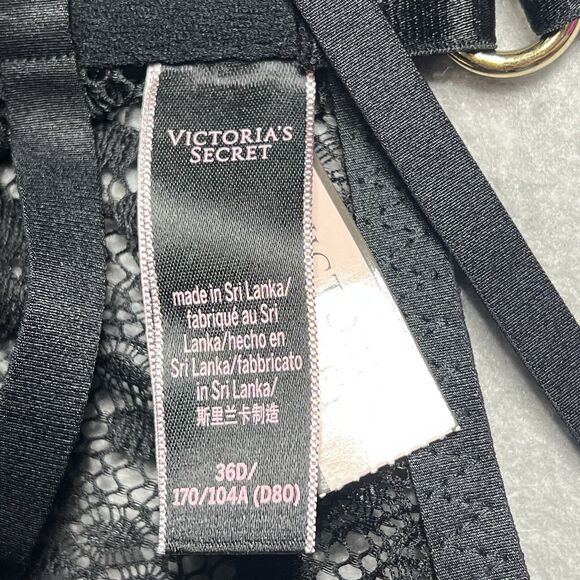 Victoria Secret Very Sexy Strappy Snake Lace Teddy W/Corset Straps 36D Black - Picture 14 of 14
